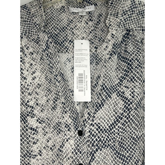 Amour Vert NWT Womens Amy Serpentine 3/4 Sleeves Size M‎ Washable Silk Blouse - Picture 2 of 3